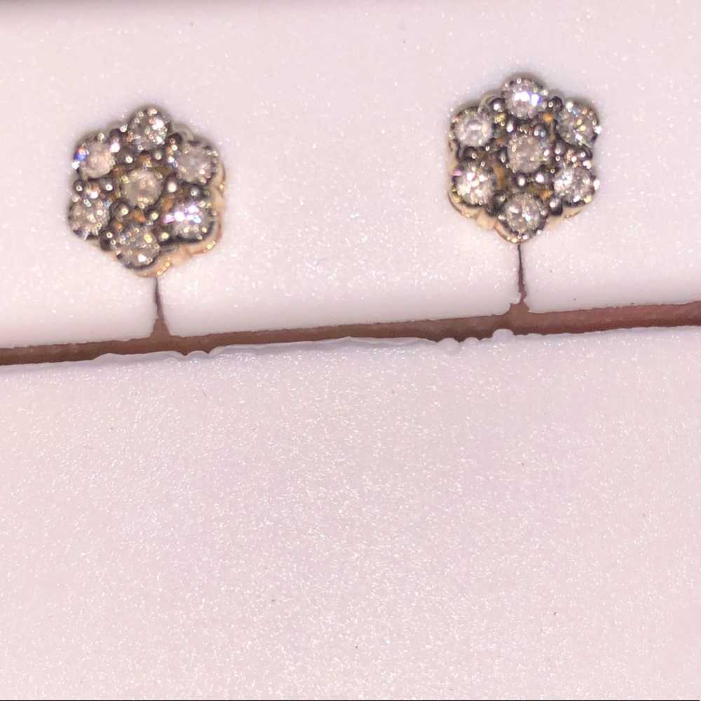 10k solid gold real diamond earrings Best gift WOW